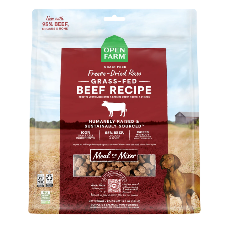 Open Farm Grass Fed Beef Freeze Dried Raw Morsels Dog Food 31.5 oz