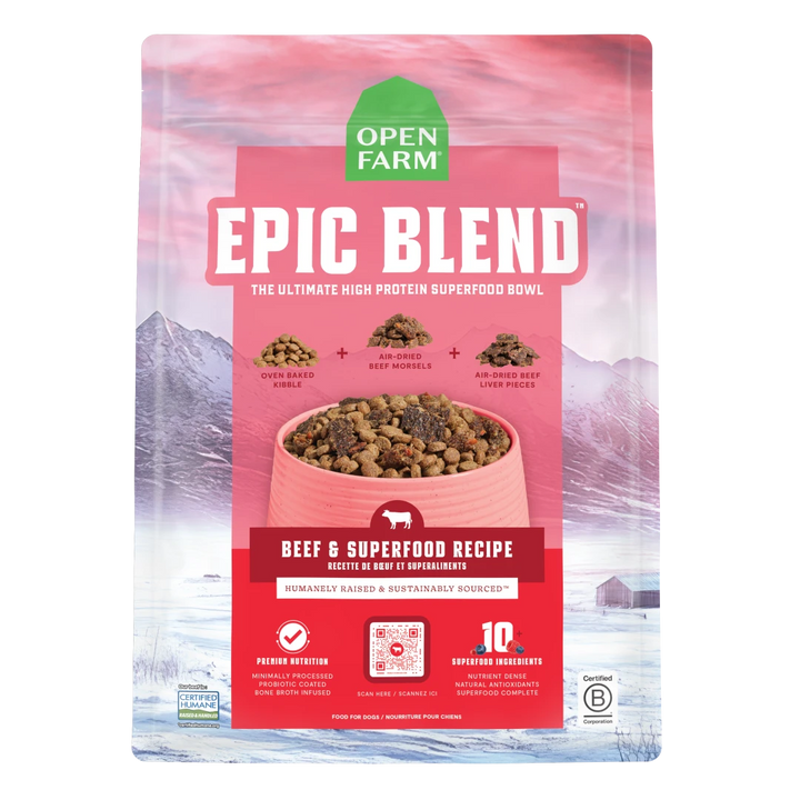 Open Farm Epic Blend Beef Superfood Dog 18LB