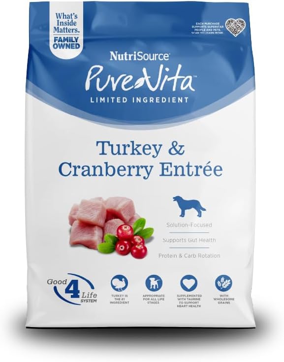 Pure Vita Dog Dry Turkey Cranberry 25LB