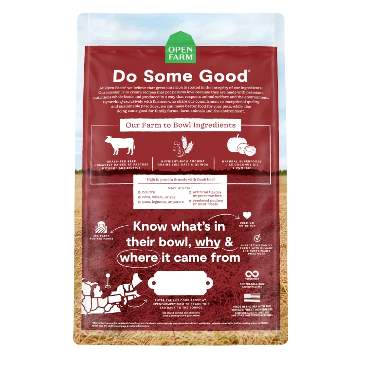 Open Farm Dog Dry Ancient Grain Beef GrassFed 4lb