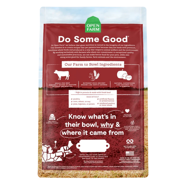 Open Farm Grass Fed Beef with Ancient Grains 22lb