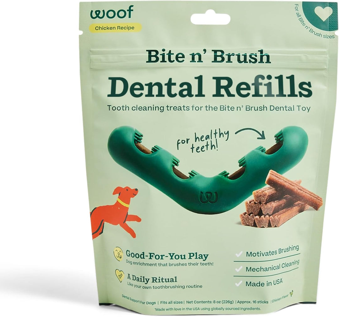 Woof Dog Toy Bite N Brush Small