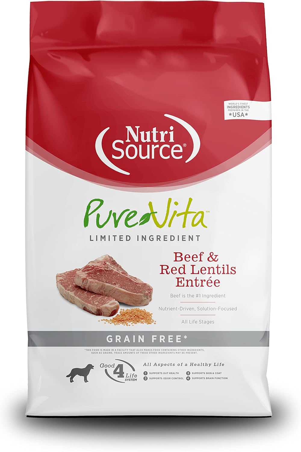 Pure Vita Dog Dry GF Beef Red Lentil 12Lb