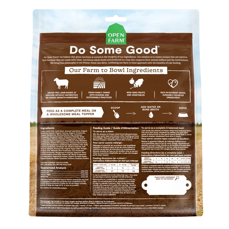 Open Farm PastureRaised Lamb Freeze Dried Recipe for Dogs 22 oz