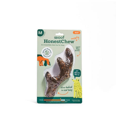 Woof Dog Toy HonestChew Meaty Beef Antler Small