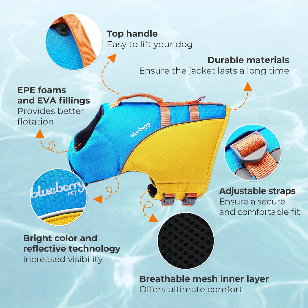 BlueBerry Pet Reflective Dog Life Jacket