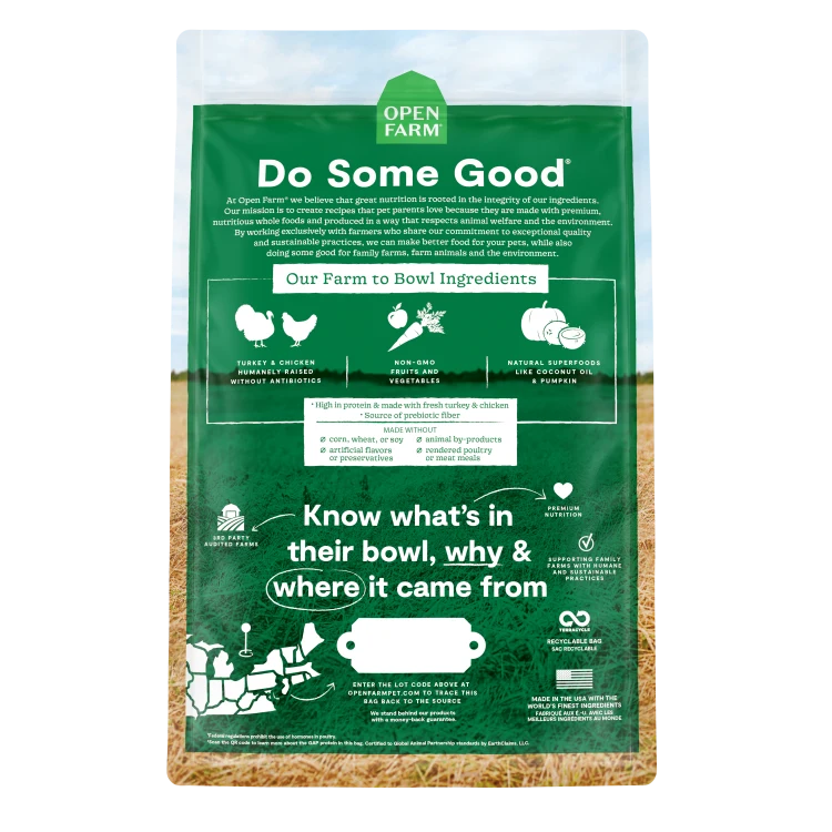 Open Farm Dog Kibble Turkey and Chicken Grain Free 4 LB