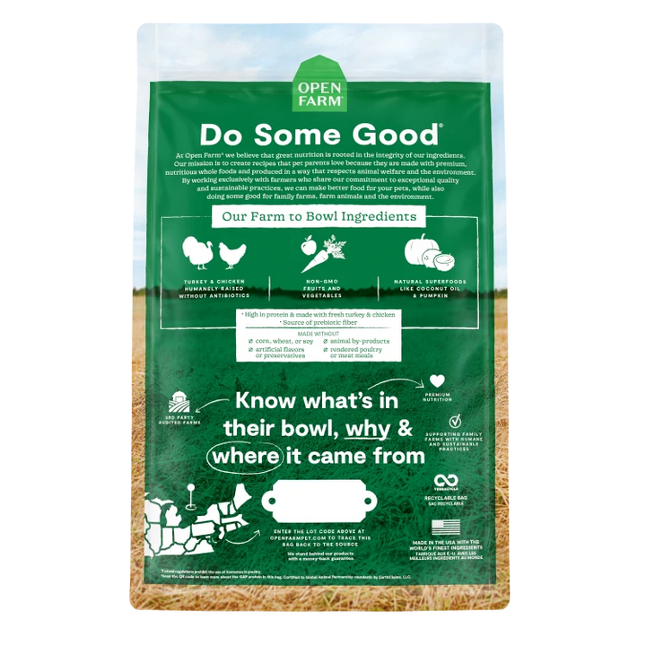 Open Farm Grain Free Homestead Turkey Chicken Dog 22 lb