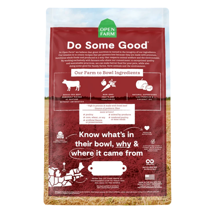 Open Farm Dog Food Dry GF Beef 22LB