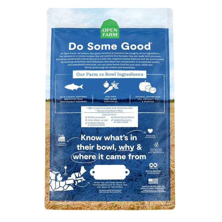 Open Farm Dog Dry GF Whitefish Lentil Catch of Season 22LB