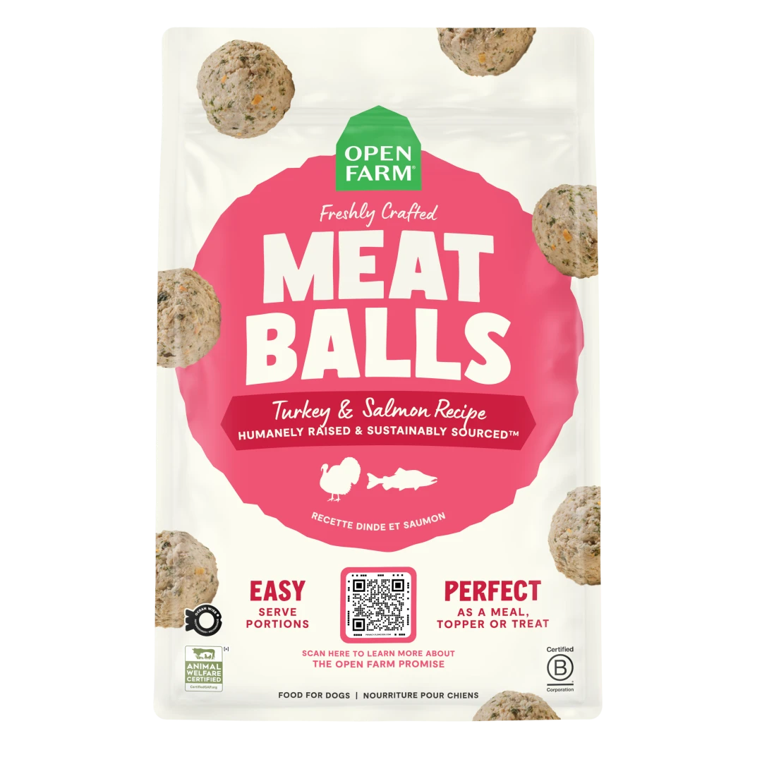 Open Farm Frozen Crafted Meatballs Turkey Salmon 36 oz