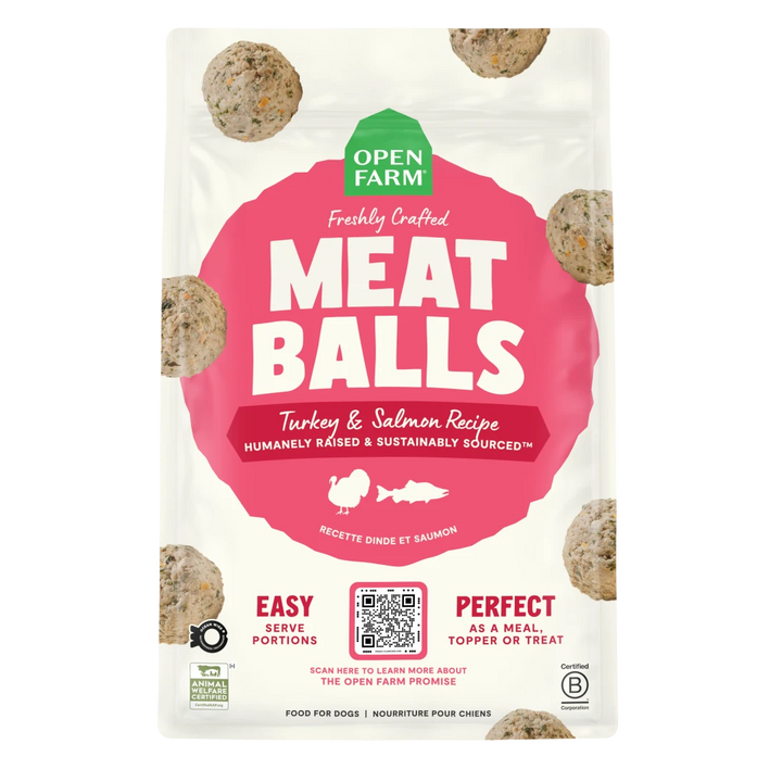 Open Farm Frozen Crafted Meatballs Turkey Salmon 36 oz