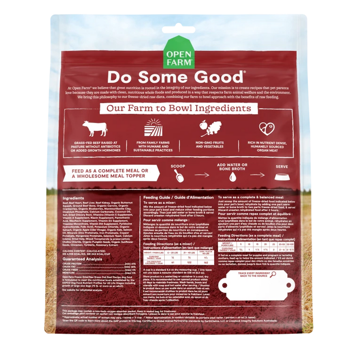 Open Farm Grass Fed Beef Freeze Dried Raw Morsels Dog Food 31.5 oz