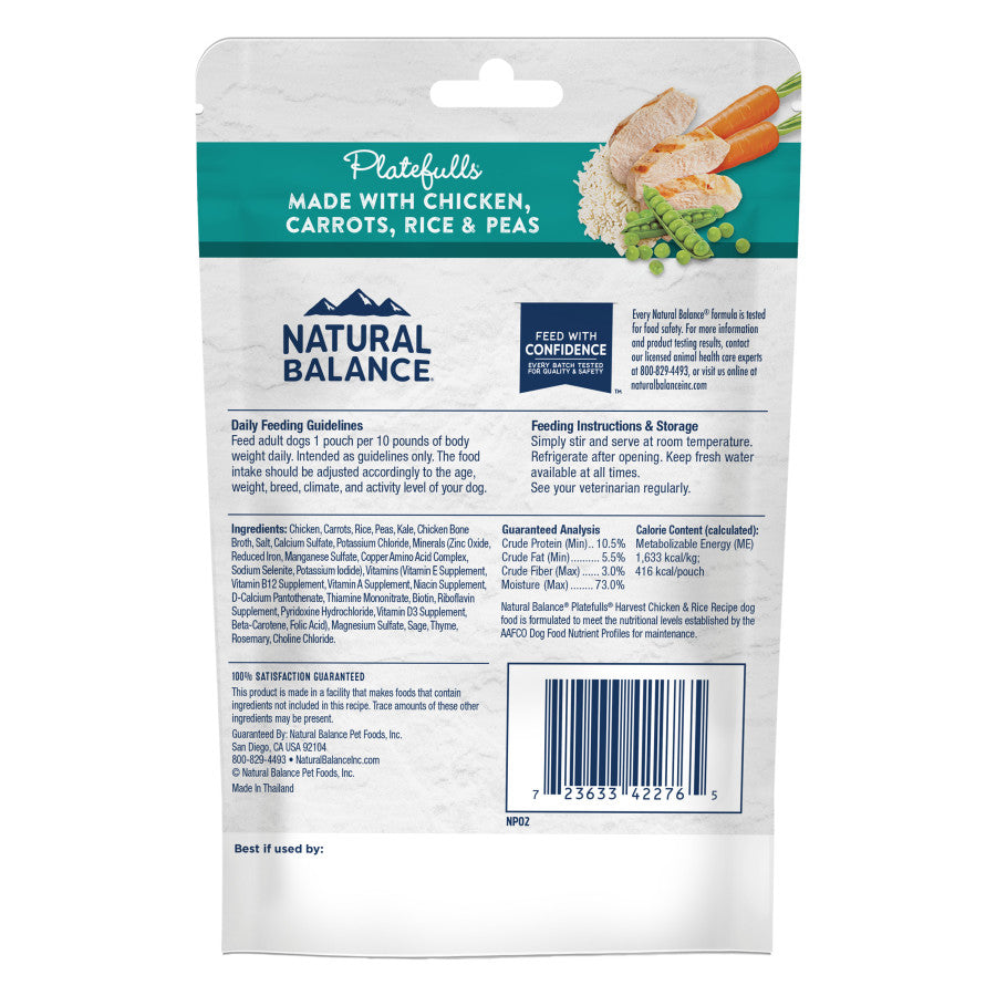 Natural Balance Platefulls Wet Dog Food Harvest Chicken Rice Recipe 9 oz